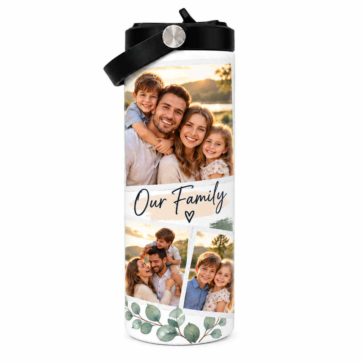 Custom Photo Travel Mug with Handle - Personalized Insulated Tumbler