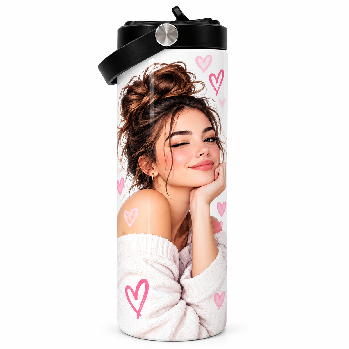 Custom Photo Travel Mug with Handle - Personalized Insulated Tumbler