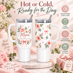 Mama Loved Beyond Measure 40oz Tumbler – Floral Mom Gift with Handle & Straw