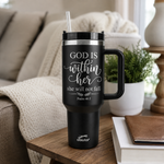 40 oz Christian Tumbler with Handle & Straw – Psalm 46:5 “God Is Within Her” Insulated Stainless Steel Travel Cup