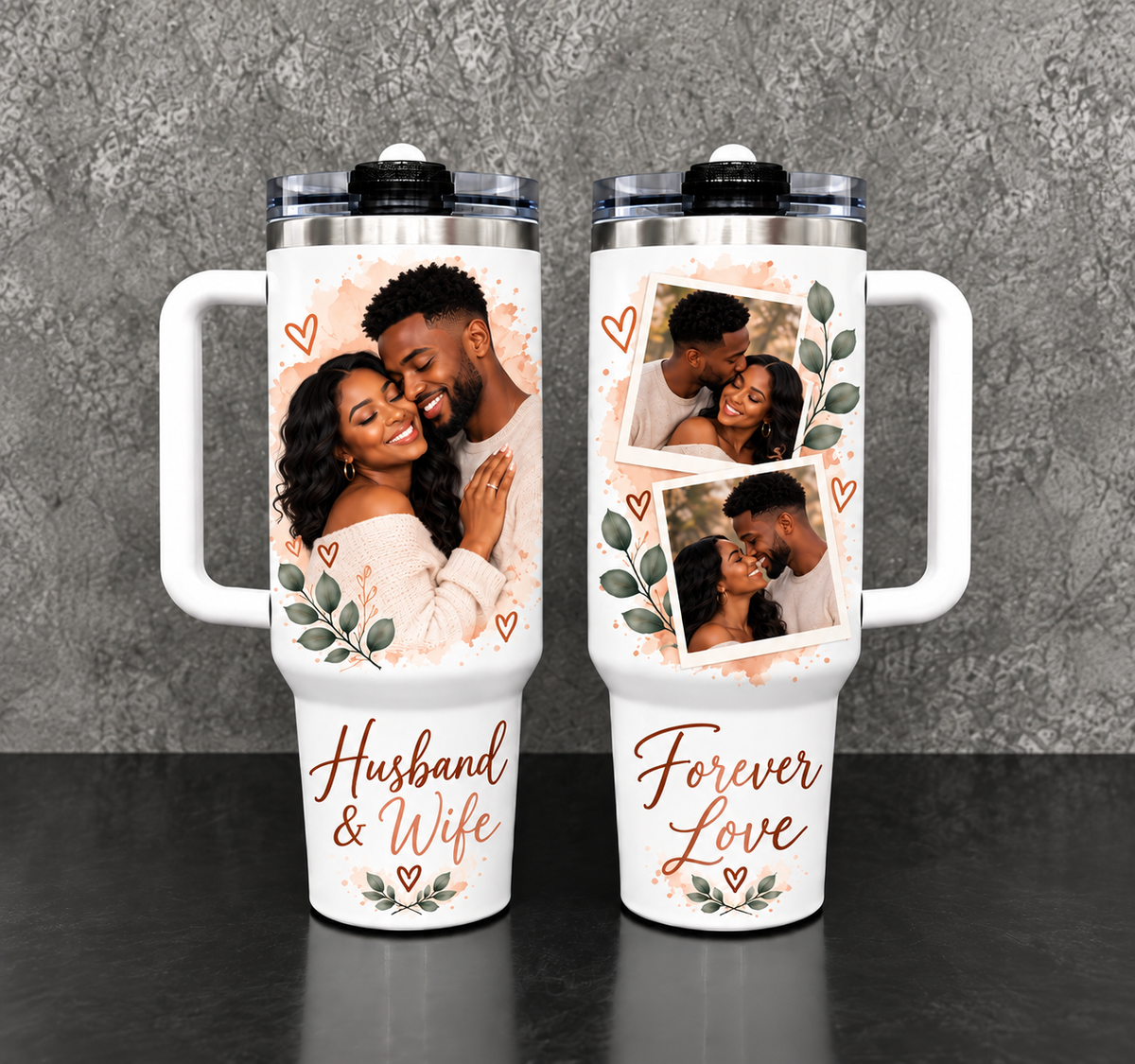 Custom Photo Travel Mug with Handle - Personalized Insulated Tumbler