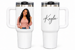 Custom Photo Travel Mug with Handle - Personalized Insulated Tumbler