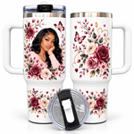 Custom Photo Travel Mug with Handle - Personalized Insulated Tumbler