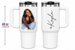 Custom Photo Travel Mug with Handle - Personalized Insulated Tumbler