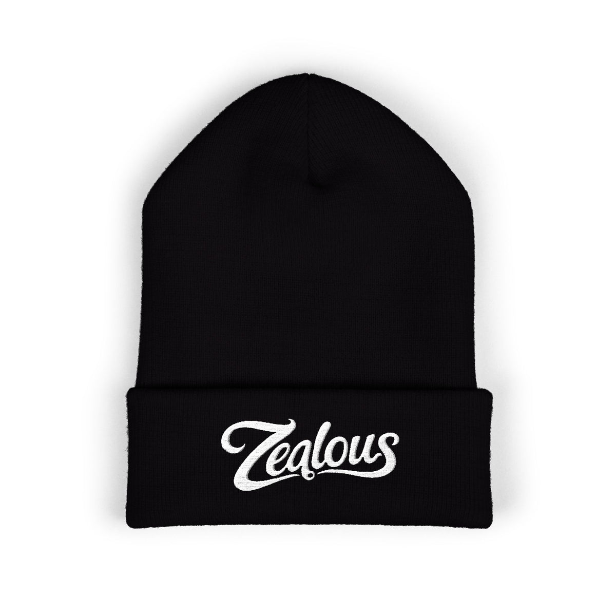 Zealous Embroidered Cuffed Beanie — Classic Winter Knit Hat