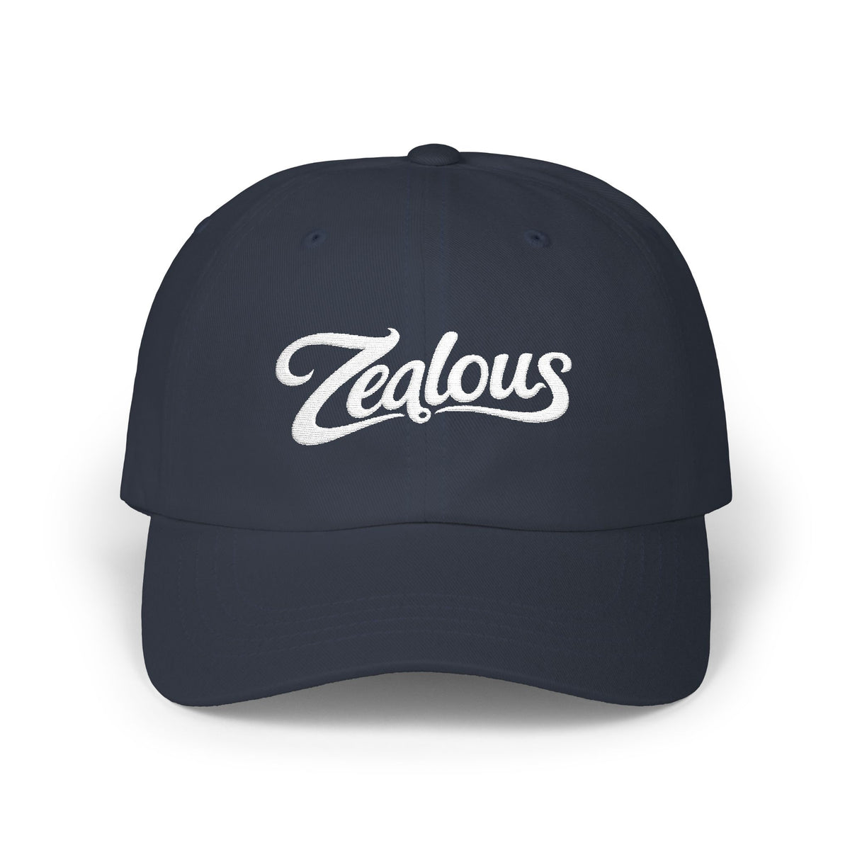Zealous Classic Dad Cap — Vintage Brass Closure Cotton Baseball Hat (White)