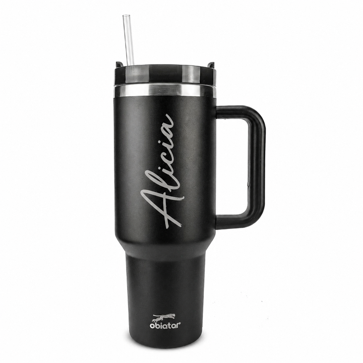 Personalized 40 oz Tumbler with Straw – Laser Engraved Custom Name Travel Cup