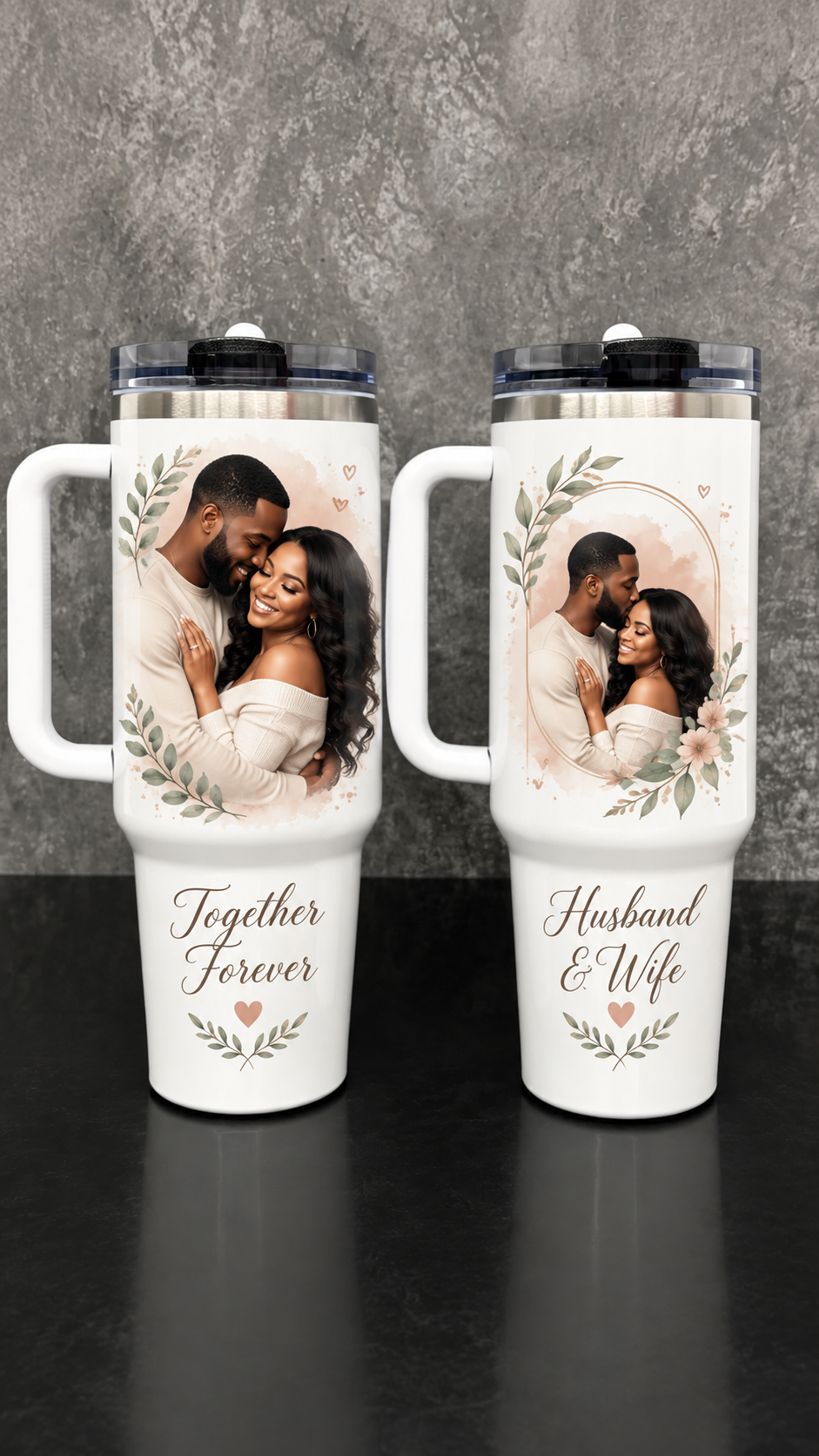 Custom Photo Travel Mug with Handle - Personalized Insulated Tumbler
