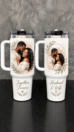 Custom Photo Travel Mug with Handle - Personalized Insulated Tumbler