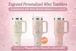 Personalized 40oz Birth Month Flower Tumbler with Name – Custom Floral Gift for Her