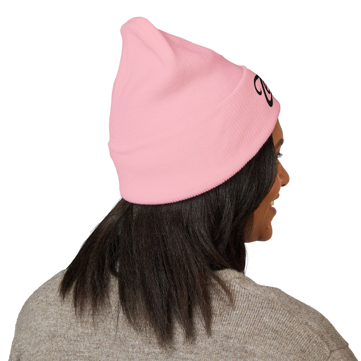 Zealous Embroidered Cuffed Beanie — Classic Winter Knit Hat (Black)
