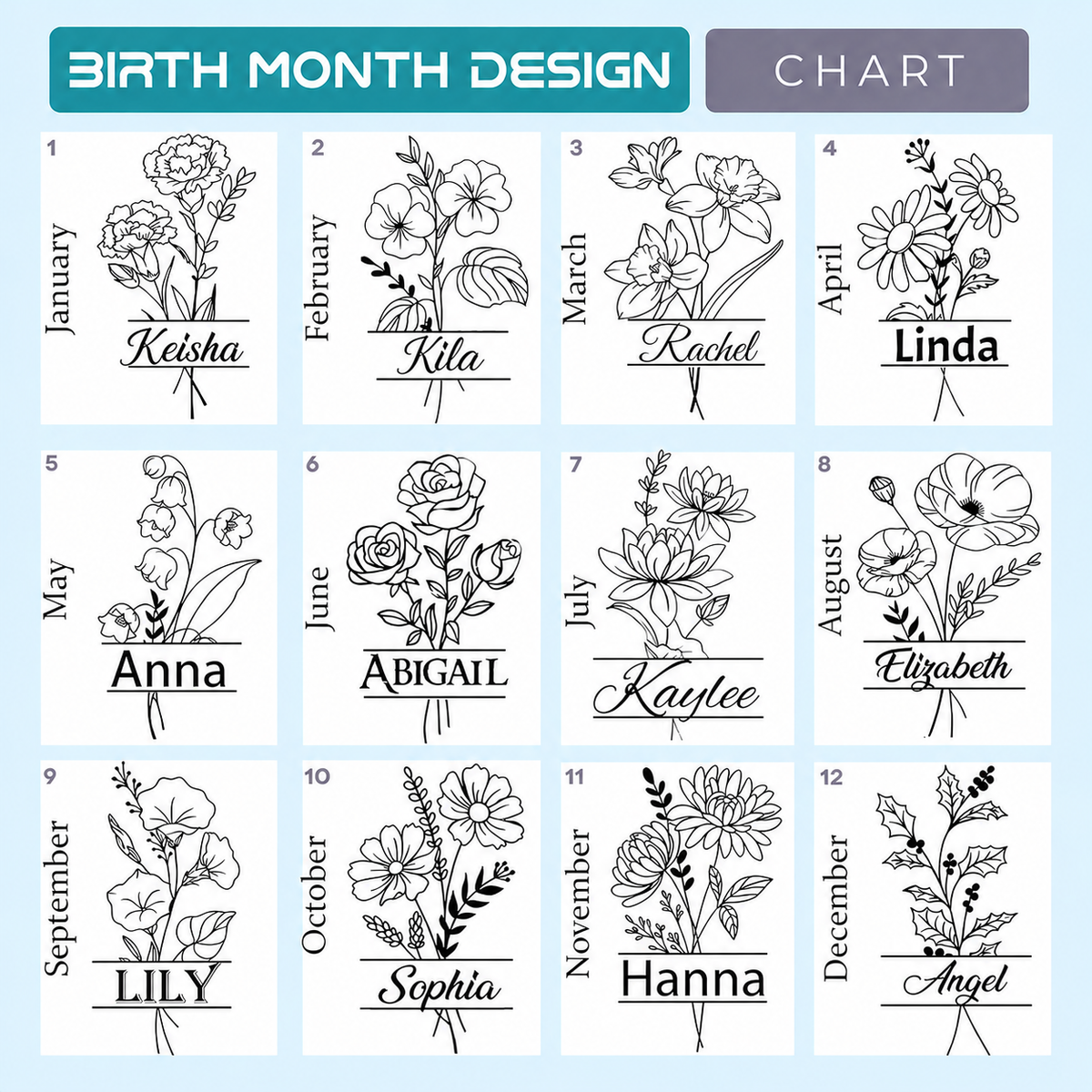 Personalized 40oz Birth Month Flower Tumbler with Name – Custom Floral Gift for Her