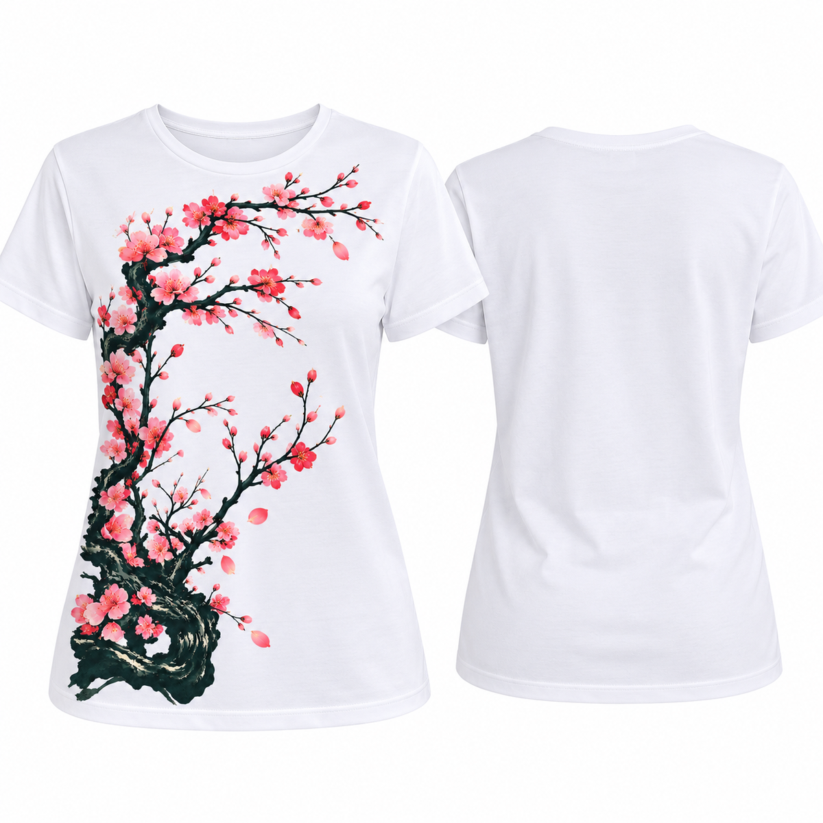 Women's Pink Cherry Blossom Floral T-Shirt – Japanese Sakura Graphic Tee