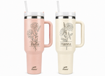 Personalized 40oz Birth Month Flower Tumbler with Name – Custom Floral Gift for Her