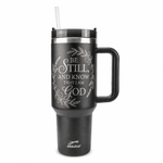Be Still & Know Christian Tumbler – Psalm 46:10 Faith-Inspired Insulated Cup with Handle & Straw