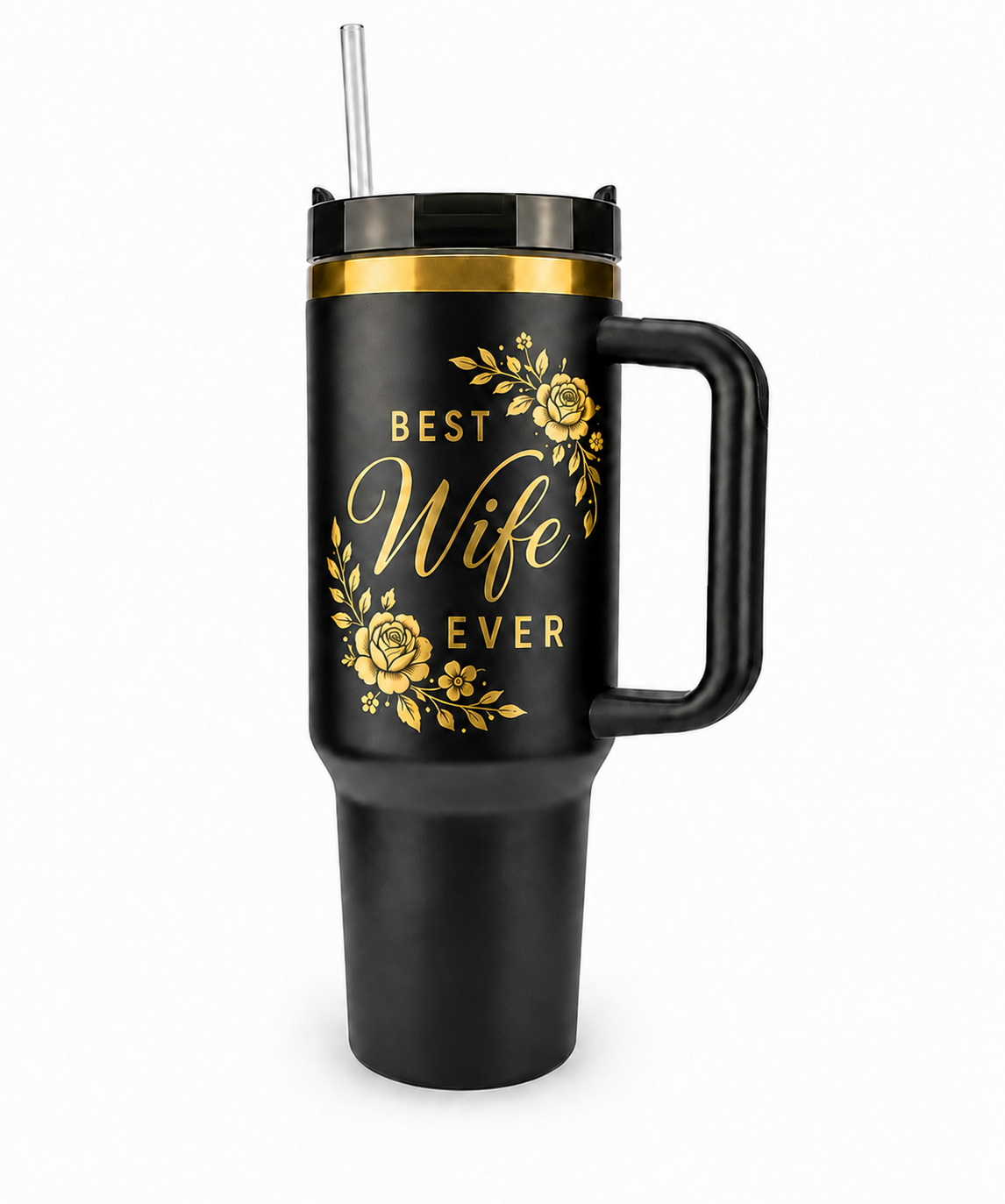 Best Wife Ever 40oz Tumbler – Wife Nutrition Facts Gift Cup with Handle & Straw