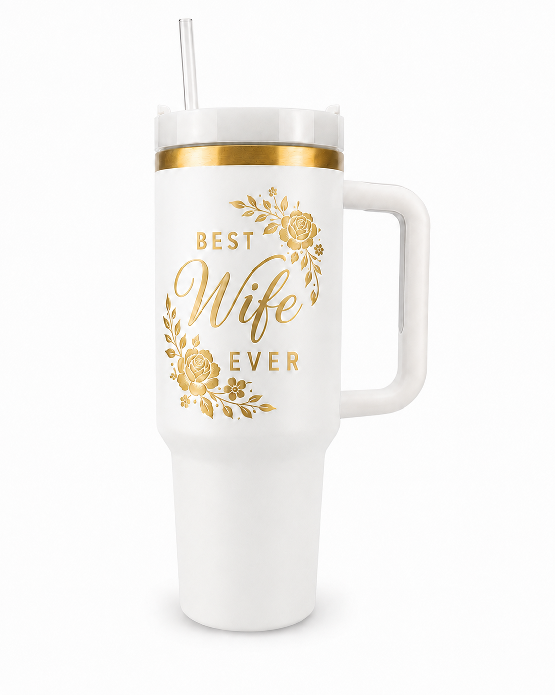 Best Wife Ever 40oz Tumbler – Wife Nutrition Facts Gift Cup with Handle & Straw