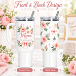 Mama Loved Beyond Measure 40oz Tumbler – Floral Mom Gift with Handle & Straw