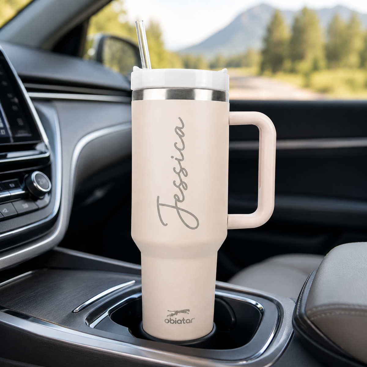 Personalized 40 oz Tumbler with Straw – Laser Engraved Custom Name Travel Cup