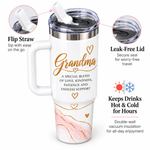 Grandma “A Special Blend of Love” 40oz Tumbler – Leak-Free Flip Straw Stainless Steel Cup