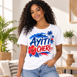 Ayiti Cheri Haitian Pride Graphic T-Shirt – Haiti Flag Colors & Tropical Design