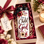 I'm a Child of God 20oz Straight Tumbler with Flip Straw Lid – Christian Floral Insulated Travel Mug