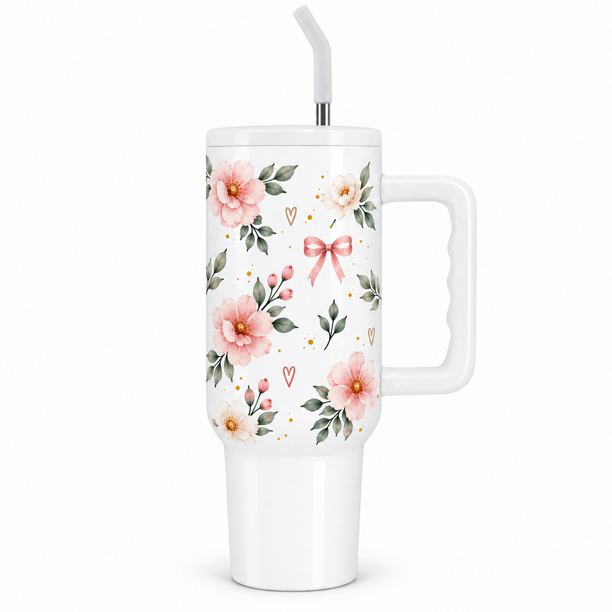 Mama Loved Beyond Measure 40oz Tumbler – Floral Mom Gift with Handle & Straw