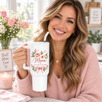 Mama Loved Beyond Measure 40oz Tumbler – Floral Mom Gift with Handle & Straw