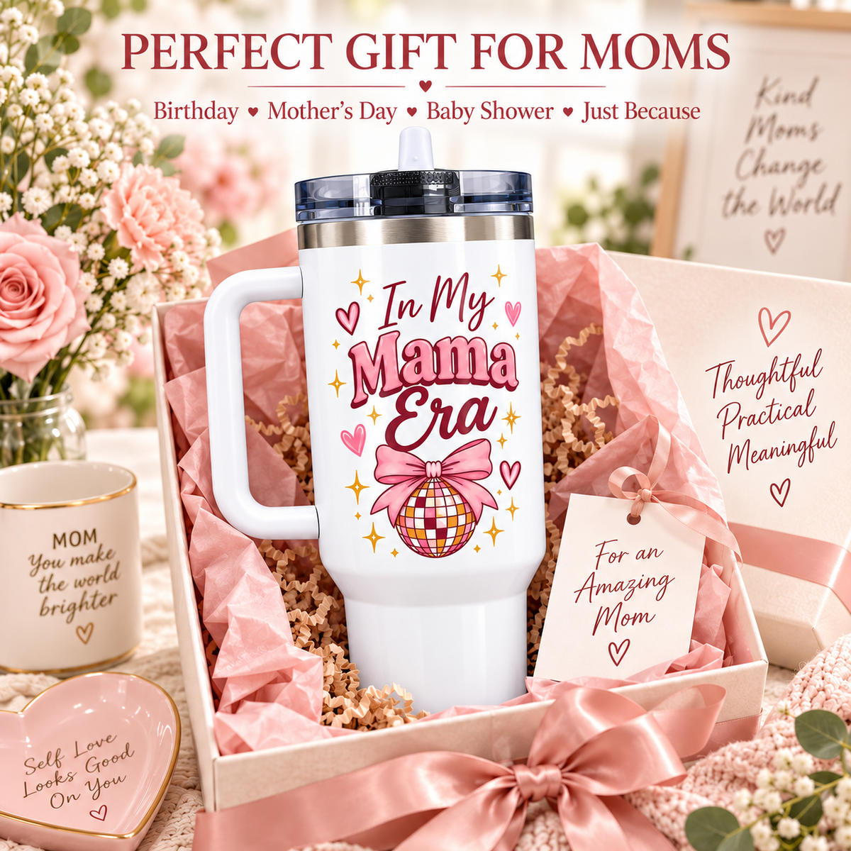 "In My Mama Era" 40oz Sublimation Tumbler | Leak-Proof Flip Straw & Stainless Steel Travel Mug