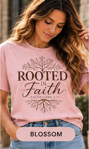 Rooted in Faith blossom model lifestyle mockup