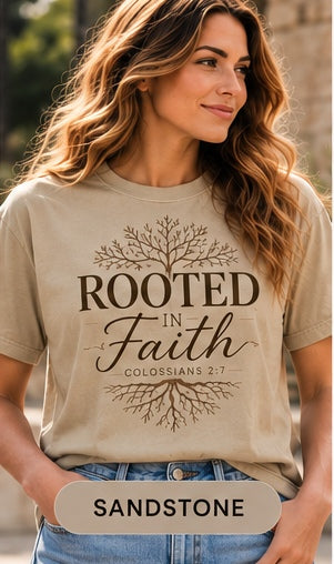 Rooted in Faith sandstone model lifestyle mockup