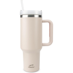 Obiatar H2.0 Tumbler with Handle, Straw & Lid 40 oz Vacuum Double Wall Insulated Stainless Steel Cup| Cup Holder Friendly (Rose Quartz)