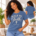 Walk by Faith denim model shirt front and plain back