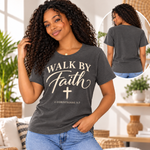 Walk by Faith pepper model shirt front and plain back